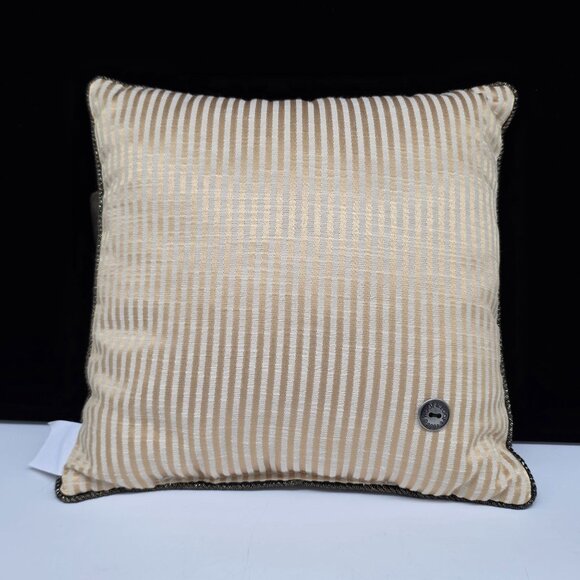 Vintage Small Striped Accent Throw Pillow Ribbon Bow Accent By Woof & Poof 10" - Picture 7 of 14